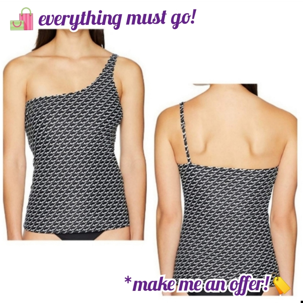 👙1-Shoulder Swimmer Patterned Swimsuit Top